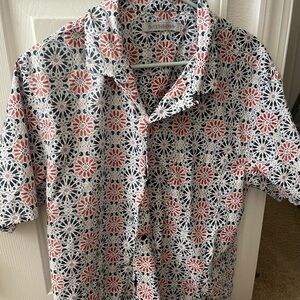 Outerknown Men's Floral Pattern Shirt - Red, Black, and White